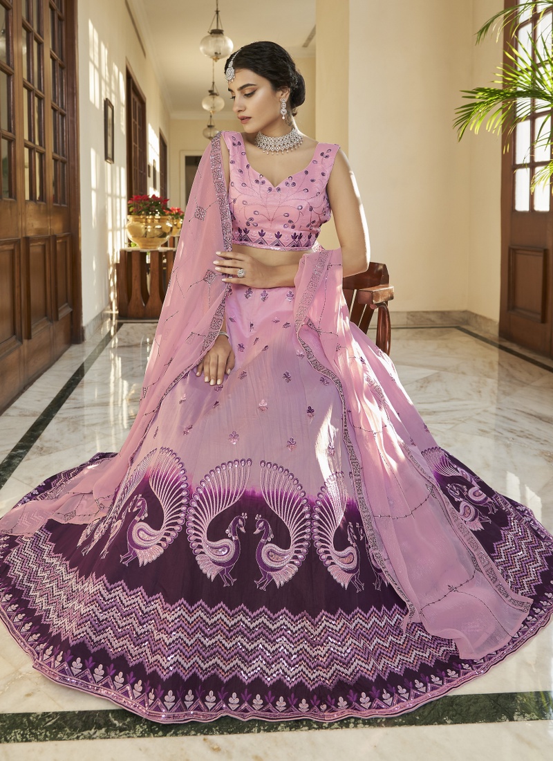 Bridal lehenga pink and purple hotsell